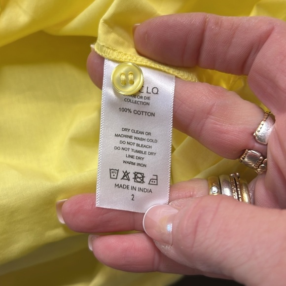TL+CLQ Bright Yellow Long Sleeve Button Down Shirt Oversized Size 2/M - Picture 8 of 8